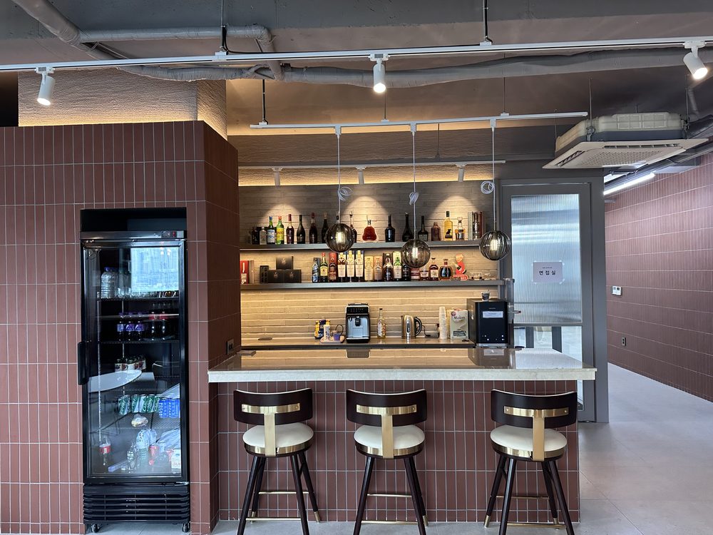 Cafeteria at the KMS headquarters in Busan, where the team gathers and talks